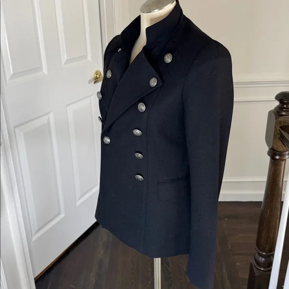 Theory Black Double-Breasted Blazer with Silver Buttons 95% wool - Picture 3 of 6